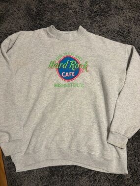 Hard Rock Cafe Gray Crewneck Sweatshirt with Blue & Green Logo